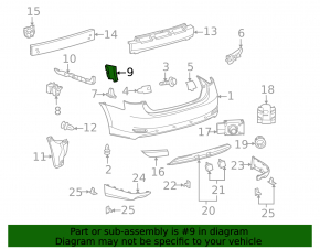 Upper right rear bumper mount for Lexus Hs250h 10-12