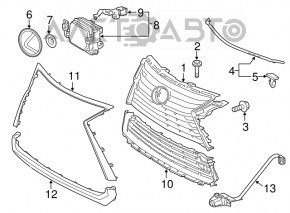 Upper grille molding for Lexus RX350 RX450h 16-22