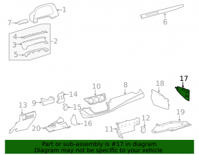 Toyota Rav4 13-18 black center console trim, front right side