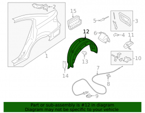 Subaru Outback 10-14 rear right fender liner