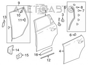 Door bare rear right Acura MDX 14-20