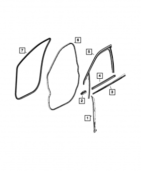 Upper door molding front right Jeep Compass 17-22 gray with glass seal