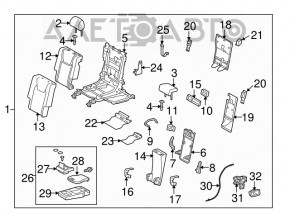 Rear seat armrest 2nd row Lexus RX350 10-12 leather black