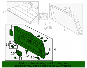 Lower trunk door trim VW Touareg 11-17 brown