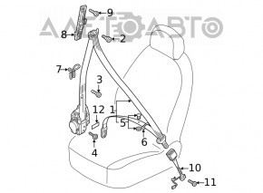 Passenger seat belt Audi A4 B9 17- beige, for cleaning