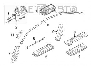 Right side curtain airbag Audi A4 B9 17-24 detonated