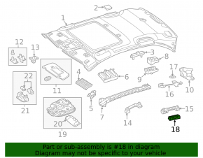 Ceiling light rear right Mercedes C-class W205 15-18 gray