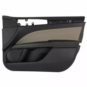 Door trim card front right Ford Fusion mk5 17-20 black with gray insert cloth, armrest leather, molding gray structure, scratches, pokes, scuffs