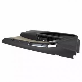 Door trim card front right Ford Fusion mk5 17-20 black with gray insert cloth, armrest leather, molding gray structure, scratches, pokes, scuffs