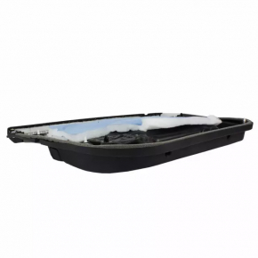 Door trim card front right Ford Fusion mk5 17-20 black with gray insert cloth, armrest leather, molding gray structure, scratches, pokes, scuffs