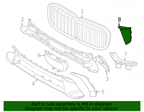 Left headlight trim for BMW X7 G07 23-25 restyling, M package, gloss black, external
