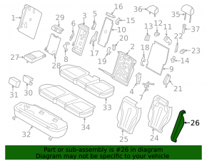 Rear seat side bolster, 2nd row, left, BMW X5 F15 14-18, brown Dakota leather