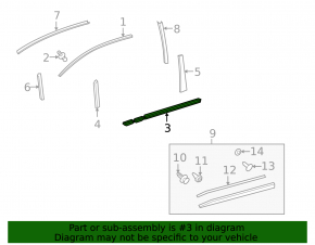 Door-glass molding, central front left, Lexus Hs250h 10-12