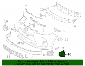 Left fog light frame for Toyota Prius C 12-14 under fog light
