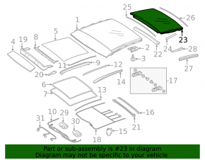Panorama assembly Mercedes GLA 15-20 black curtain, rear part, scratches