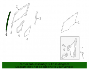 Glass guide front left Ford Transit Connect MK2 13-23 long