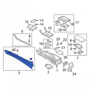 Center console trim side right Ford Fusion mk5 17-20 lower, black