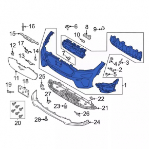 Front bare bumper Ford Mustang Mach-E 21-23 for parking sensors and camera