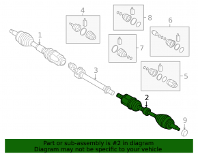 Drive axle shaft front left Hyundai Sonata 15-19 1.6T