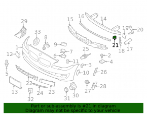 Front bumper reinforcement bracket, right, BMW 5 F10 11-16, upper