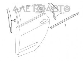 Door trim side rear right Chrysler 200 15-17 front