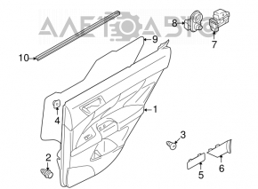 Door trim panel, rear left, beige, Suzuki Kizashi 10-15