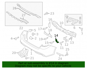 Lower left rear bumper mount on the Kia Optima 16-20