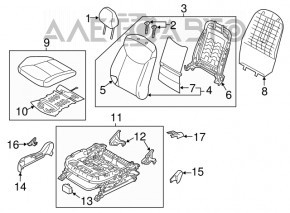 Passenger seat Hyundai Elantra UD 11-13 without airbag, cloth gray