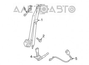 Hyundai Tucson 16-21 black passenger seat belt, broken