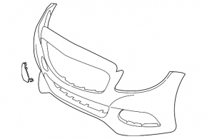 Bare front bumper Mercedes C-class W205 300/350e/350h/400 15-18 for parking sensors, Luxury