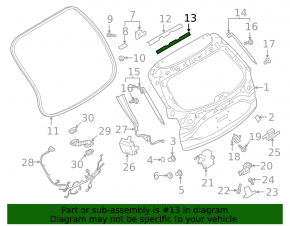 Upper tailgate seal Mazda CX-5 17-20 lower part, on the door