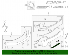 Trunk door strip for number plate illumination Mazda CX-9 16-