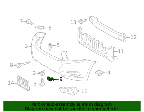 Front Bumper Tow Hook Cap Left Toyota Highlander 08-10