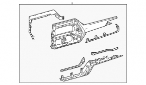 Right front panel trim for Toyota Highlander 20-22 with molding for 12.3" display, Limited