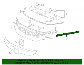 Left radiator grille molding Honda Civic X FC 16-18 chrome