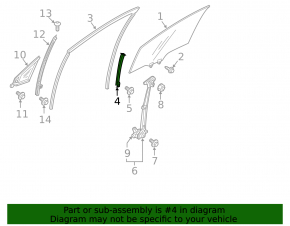 Front left rear door glass guide Honda Clarity 18-21 usa