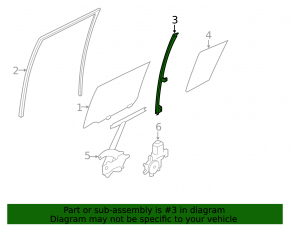 Rear right door glass guide Nissan Leaf 13-17