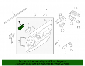 Door handle inner rear right Kia Forte 4d 14-18