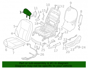 Headrest front left Infiniti Q50 14-20 leather gray