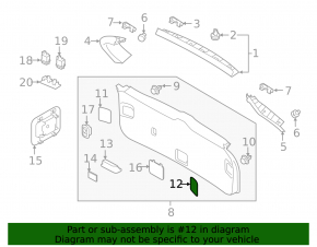 Left Subaru Forester 19-24 SK black, worn lower door trim plug