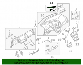 Mirror cover inner left Ford Focus mk3 11-18 under speaker