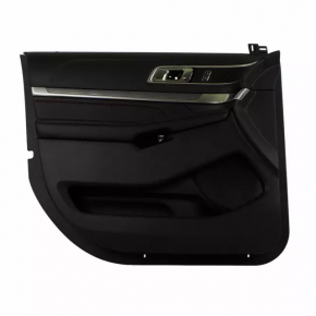 Door trim card front left Ford Explorer 16-19 rest, black leather, black leather armrest, wood trim