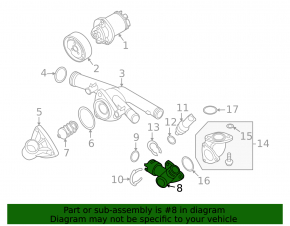 Cooling system flange VW Atlas 18- 3.6 plastic, with sensor