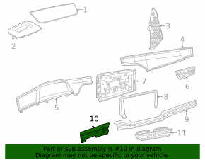Left lower front panel trim for VW Atlas 24-25, black leather with white stitching and black molding