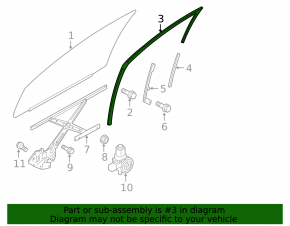 Glass seal front left Mitsubishi Outlander Sport ASX 10-23