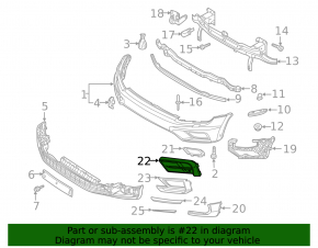 Lower grille of the front bumper left VW Tiguan 18-21 black gloss for parking sensors, R-Line