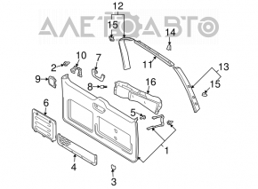 Lower trunk door trim for Lexus GX470 03-09, gray