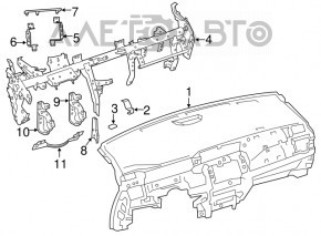 Torpedo front panel without AIRBAG Nissan Leaf 18-19 black