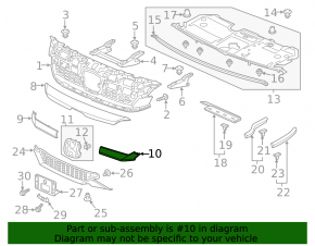 Left radiator grill molding Honda Clarity 18-21 usa chrome
