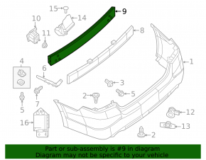 Rear bumper reinforcement Nissan Altima 13-18 iron rusty